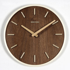Chinese Japanese classical retro Chinese style wooden wall clock room office clock quartz watch 14 inches Log color