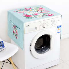 Fabric flamingo washing machine cotton and linen dust cover Korean style single door double door refrigerator dust cover cloth cover cloth elegant pink blue flamingo custom size please contact customer service
