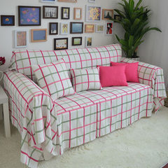 Special postage postage powder green lattice countryside pure cotton full cover sofa towel, sofa cover can be made to order 15 cm sponge 225 yuan / square Pink Green Plaid