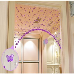 Butterfly crystal pearlescent curtain door curtain partition porch hanging curtain sitting room bedroom finished half curtain decoration package 1.4-2.3 meters wide 45 arched