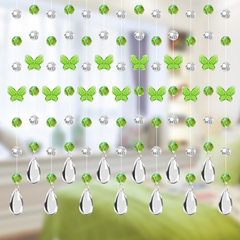Butterfly pearl curtain door crystal partition curtain finished semi-hanging curtain porch living room decoration crystal curtain curtain transparent with grass green