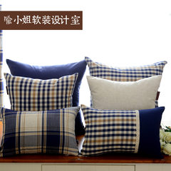 Yu young American country deep blue flax square cushion cover sofa cushion for leaning on big cushion for leaning on cotton and linen hold a pillow to order to make large size square pillow: 50X50cm dark blue plain - small case quilt