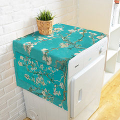 Almond flowers van gogh classic oil painting cotton and linen drum washer cover cloth single double door refrigerator multi-purpose cover towel dustproof cover towel almond flowers 140*55cm [washing machine/single door refrigerator]
