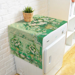 Almond flowers van gogh classic oil painting cotton and linen drum washer cover cloth single double door refrigerator multi-purpose cover towel dustproof cover towel white rose 140*55cm [washing machine/single door refrigerator]