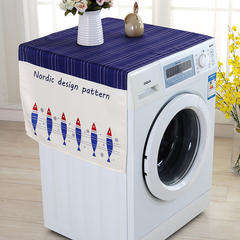 Cartoon roller washing machine cover cloth single door refrigerator cover dust cover cloth art multi-purpose cover cloth single opening refrigerator towel wooden fish 55*140CM