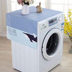 Cartoon roller washing machine cover cloth single door refrigerator cover dustproof cover cloth art multi-purpose cover cloth single opening refrigerator towel bear and whale 55*140CM