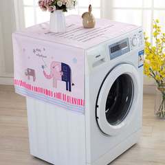 Cartoon roller washing machine cover cloth single door refrigerator cover dust cover cloth art multi-purpose cover cloth single opening refrigerator cover pink elephant 55*140CM
