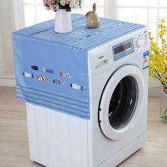 Cartoon roller washing machine cover cloth single door refrigerator cover dustproof cover cloth art multi-purpose cover towel single opening refrigerator towel colorful fish 55*140CM