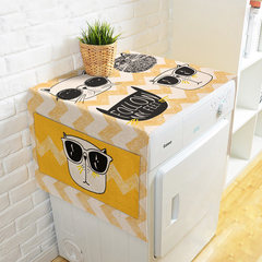 Cotton and linen cover cloth single door double door dustproof cover washing machine dustproof cover cloth cartoon cloth art multi-purpose receiving cover towel cover towel - cool cat hand-painted ripple 140*55cm [washing machine/single-door refrigerator]