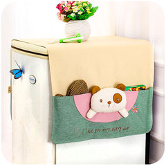 Refrigerator cover cloth dust-proof cover single door to double door refrigerator cover cloth towel lace washing machine cover curtain cloth art bran bear refrigerator towel double door refrigerator cover 177*67cm