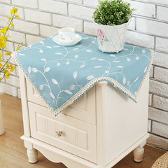 Small tea table with towel cloth TV fabric table cloth refrigerator washing machine dustproof cover towels cover table Blue lace embroidery vines cover towels 60*60cm