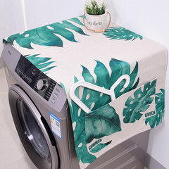 Green field cotton and linen washing machine dust cover cover cover cloth bedside cabinet cover towel single door refrigerator cover towel multi-purpose green leaf A2 55*140CM
