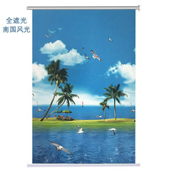 One-pin-tang customized 3D printing curtain, toilet curtain, toilet bedroom, balcony, floating window, waterproof, shading, beaded lifting curtain, southern scenery (transparent accessories)