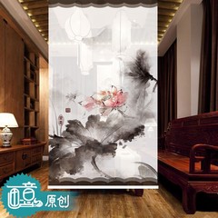 Chinese rural wind rolling partition curtain hanging screen soft curtain living fashion [T] Zezhi ink. Impervious to 90 width and 180 height