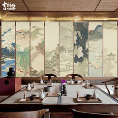 Jixiang jiayuji store decorates the wine room, Japanese ukiyoshi painted roll curtain hanging curtain, door curtain hanging curtain, sushi background wall near the eight sceneries of the river 0.5x2x8 pieces of semi-transparent style