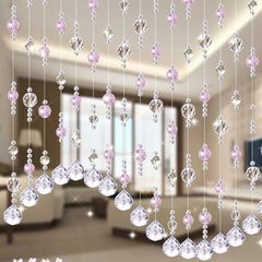 Crystal door curtain finished curtain feng shui pearl curtain crystal partition decorative curtain screen string hanging curtain warm pink