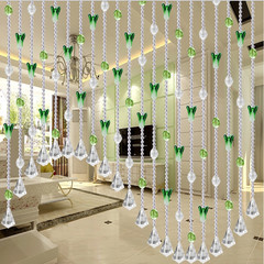 Cabbage pearl curtain crystal partition curtain finished living room bedroom porch decoration feng shui door curtain semi-hanging curtain new green cabbage A style full of anti-winding