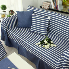 Mediterranean Blue Grey sofa cover towels four sofa cushion sofa cover multifunctional cloth sofa cover on behalf of 90*90cm Dark blue stripe