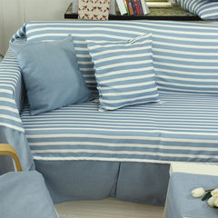 Mediterranean Blue Grey sofa cover towels four sofa cushion sofa cover multifunctional cloth sofa cover on behalf of 90*90cm Blue stripes