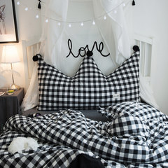 Ins Nordic simple pilling ball lattice washing cotton large cushion for leaning on can disassemble and wash the head of a bed, big back for leaning on, big back for holding pillow for 45 days without reason to return the back for leaning on — Black and white case