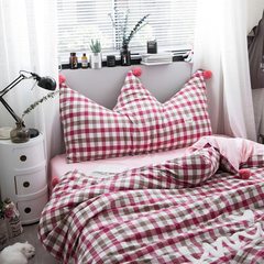 Ins Nordic simple pilling ball lattice washing cotton large cushion for leaning on can disassemble and wash the head of a bed, big back for leaning on, big back for holding pillow for 45 days without reason to return the back for leaning on — Red curry,