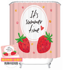 Cartoon strawberry can be customized waterproof, mould-proof and thickened bathroom shower curtain toilet curtain curtain door curtain partition curtain width 120* height 180