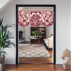 Special price customized modern simple curtain door curtain semi-curtain rural fabric hanging curtain soft partition [wine red pattern] single piece 33 width 60 height (1)