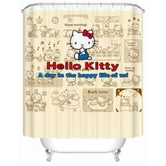 Cartoon waterproof and mold proof shower curtain individual toilet curtain bath curtain cloth shower curtain suit bathroom curtain door curtain partition curtain 1.8m wide X 2.0m high + telescopic rod