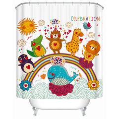 Elite cute animal waterproof, mildew proof polyester, children's bathroom, cartoon shower curtain, personalized shower curtain, door wrapped mail Width 2.0*, height 1.8