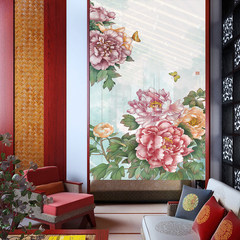 Peony cotton and linen door curtain toilet partition half curtain porch feng shui hanging curtain [listen to flowers] Y other dimensions