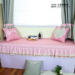 高密度海绵 棉布飘窗垫窗台垫田园沙发垫订做坐垫定做榻榻米定做 1米布料 粉色1号