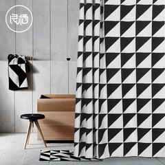 Liangqi black and white european-style shower curtain customized curtain bathroom curtain waterproof thickening mold proof curtain 120cm wide * 180cm high (black and white triangle) door curtain