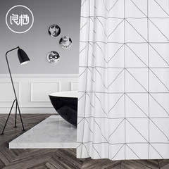 Liangqi white lattice Nordic custom bathroom curtain bathroom curtain bathroom door curtain waterproof thickening mould-proof Japanese style 240cm* 200cm high (wire composition)