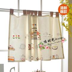 Packing cotton curtain kitchen cotton linen curtain coffee half curtain partition curtain cartoon cloth curtain short curtain air curtain water curtain 140 width *100 height (do not contain pole) red stripe condole belt