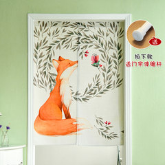 Cartoon cotton and hemp curtain bedroom children`s room kitchen curtain dormitory door curtain lovely porch household smoke partition curtain bed sheet money forest is fox door curtain