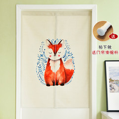 Cartoon cotton-and-hemp curtain bedroom children`s room kitchen curtain dormitory door curtain lovely porch household smoke partition curtain bed sheet thinks in fox door curtain
