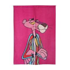Korean style cartoon children cloth art cotton and linen door curtain study bedroom partition porch curtain adornment hangs curtain to block the wind and water curtain tomd017 pink panther height 120cm door curtain
