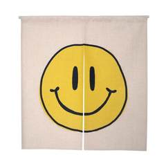 Korean style cartoon children cloth art cotton and linen door curtain study bedroom partition porch curtain adornment hangs the curtain to block the wind and water curtain tomx012 smiling face height 90cm door curtain