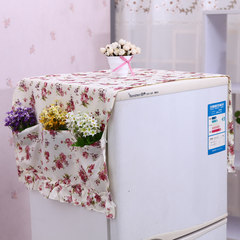 Refrigerator cover cloth dust cover single door to double door refrigerator cover cloth towel lace washing machine cover curtain fabric polyester cotton evening incense double door