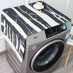 Thickened cotton and linen washing machine cover cloth single door refrigerator cover cloth household dust cover Nordic deer universal cover custom birch forest thick cotton and linen \55*140cm
