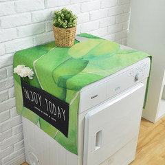 Rural cotton and linen roller washing machine cover cloth bed cabinet single door refrigerator cover cloth art cover cloth dustproof cloth refrigerator cover garden leaf green 55x140cm washing machine refrigerator universal