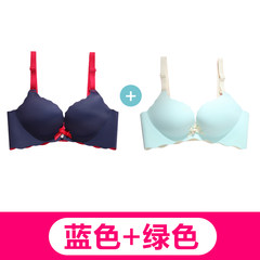A plate steel ring bra bra supporting students gather small chest sexy close Furu Underwear Set Blue one-piece + Green one-piece 70A