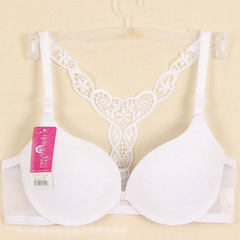 Back cross gather small chest sexy underwear buckle neck without the mark before the summer lady a steel ring bra set D white single bra 32/70A is thinner and thinner