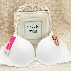 Back cross gather small chest sexy underwear buckle neck without the mark before the summer lady a steel ring bra set E white single bra 32/70A is thinner and thinner
