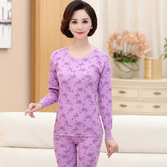 Long johns old lady mother cotton underwear thin cotton sweater sweater pants suit old line M/85 (85-100 Jin) Purple stamp (low collar)