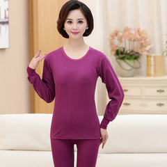 Long johns old lady mother cotton underwear thin cotton sweater sweater pants suit old line M/85 (85-100 Jin) Violet pure color (low collar)