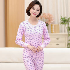 Long johns old lady mother cotton underwear thin cotton sweater sweater pants suit old line M/85 (85-100 Jin) Pink