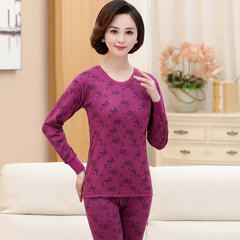 Long johns old lady mother cotton underwear thin cotton sweater sweater pants suit old line M/85 (85-100 Jin) Violet prints (low collar)