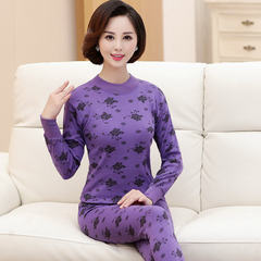 Long johns old lady mother cotton underwear thin cotton sweater sweater pants suit old line M/85 (85-100 Jin) Deep purple printing (central collar)