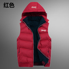 Men's Vest autumn and winter down big code cotton padded jacket, young men wearing thick sports vest, coat of Korean tide 3XL 8868 red